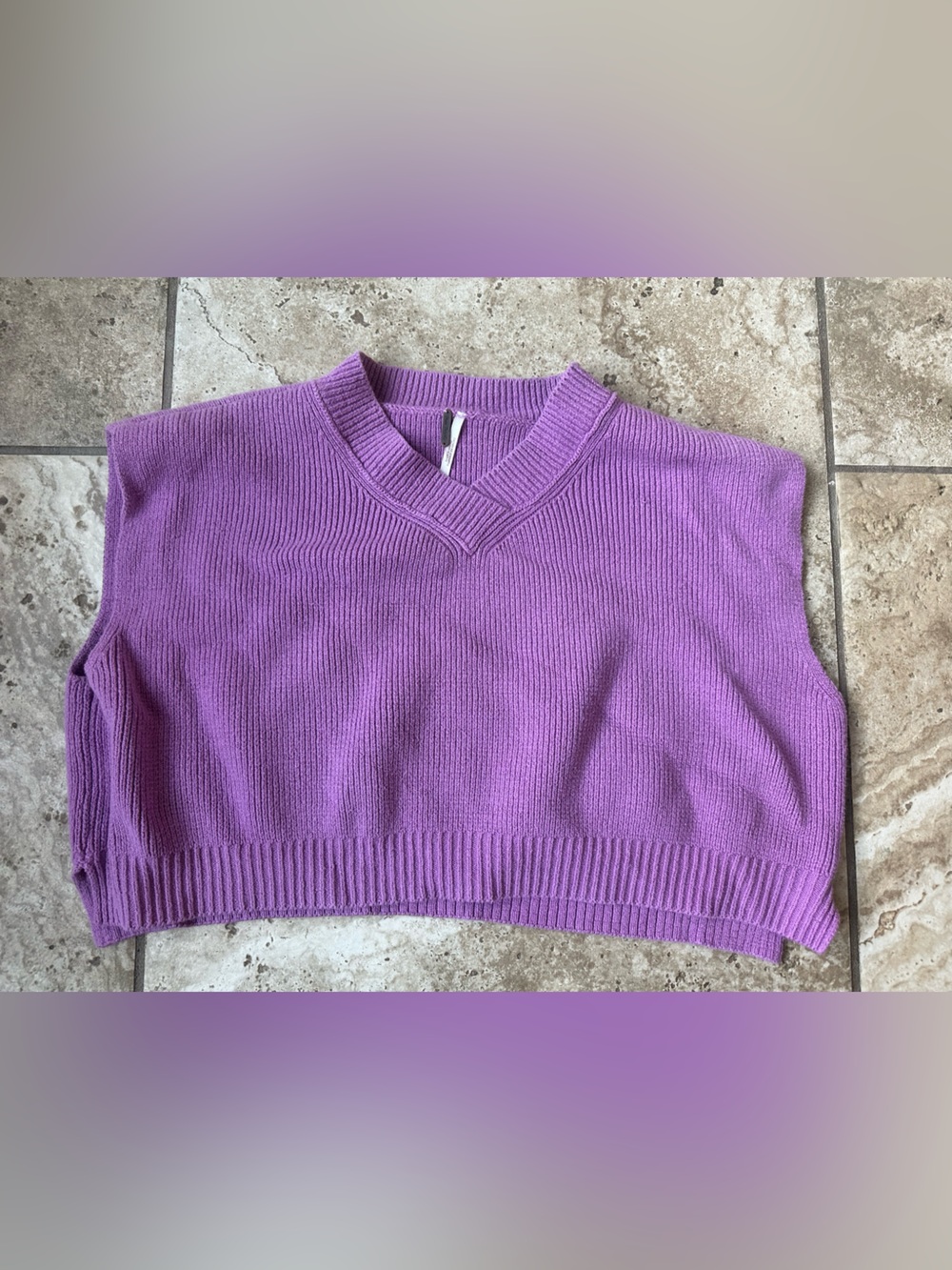 Free People Lavender Purple Cropped V-Neck Sweater Vest